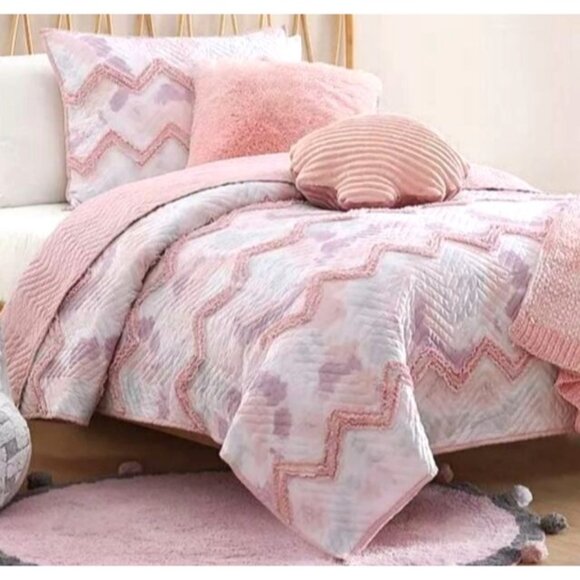 Koolaburra UGG Kids Comforter Quilt Set Shams Pink Purple ELLA Full Queen 90x90 - Picture 1 of 13